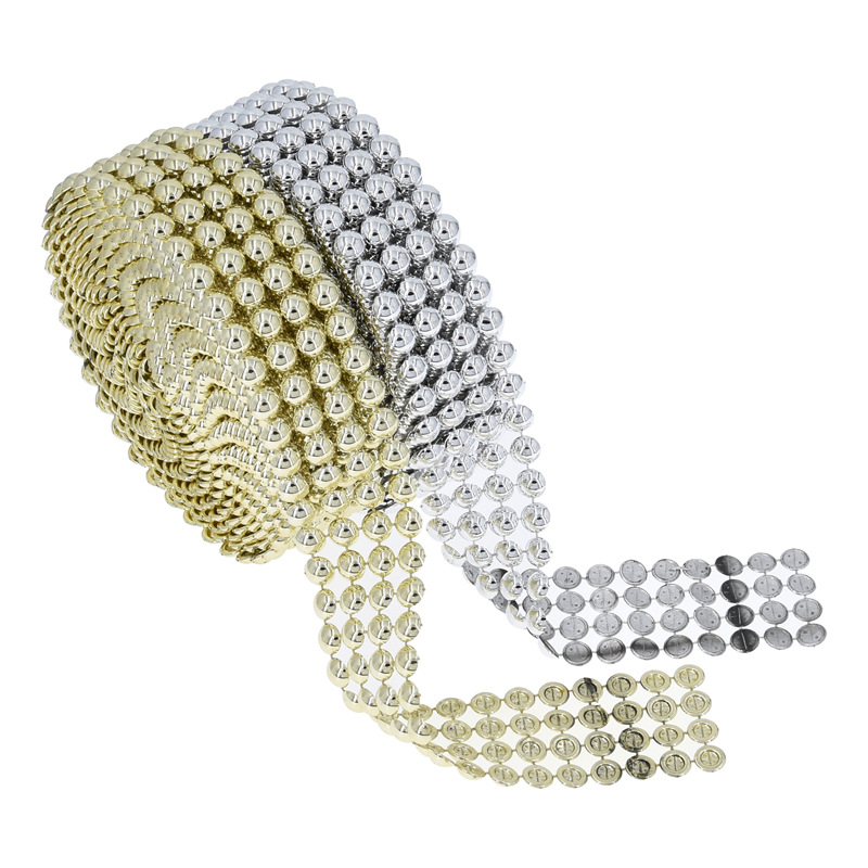 Amazon transfronterizo nuevo 4 filas galvanoplastia semicírculo fila diamante escena diseño mesa de comedor decoración hueco malla de plástico diamante 5 yardas