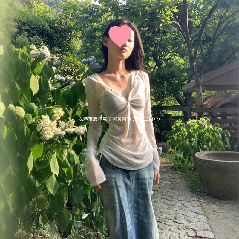 2026 New Autumn Trendy American-Style Niche Spicy Girl Long-Sleeve Shirt with Hood for Women, Slim-Fit Top 2026 New Autumn Trendy American-Style Niche Spicy Girl Long-Sleeve Shirt with Hood for Women, Slim-Fit Top