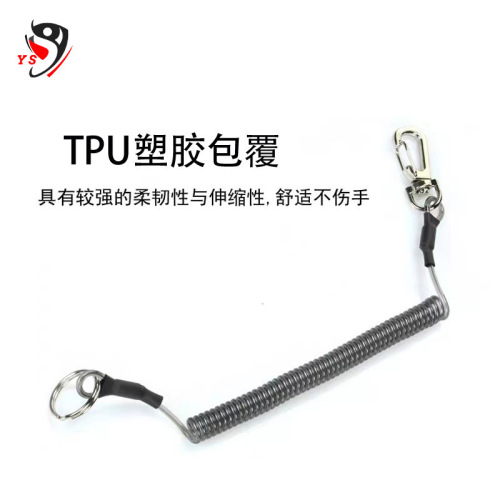 Manufacturer wholesale fishing gear anti-loss rope automatic contraction anti-tension embedded steel wire multi-color optional drop rope spring rope