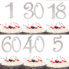 大数字生日蛋糕插牌金属水钻18插件派对蛋糕装饰布置用品厂家直销