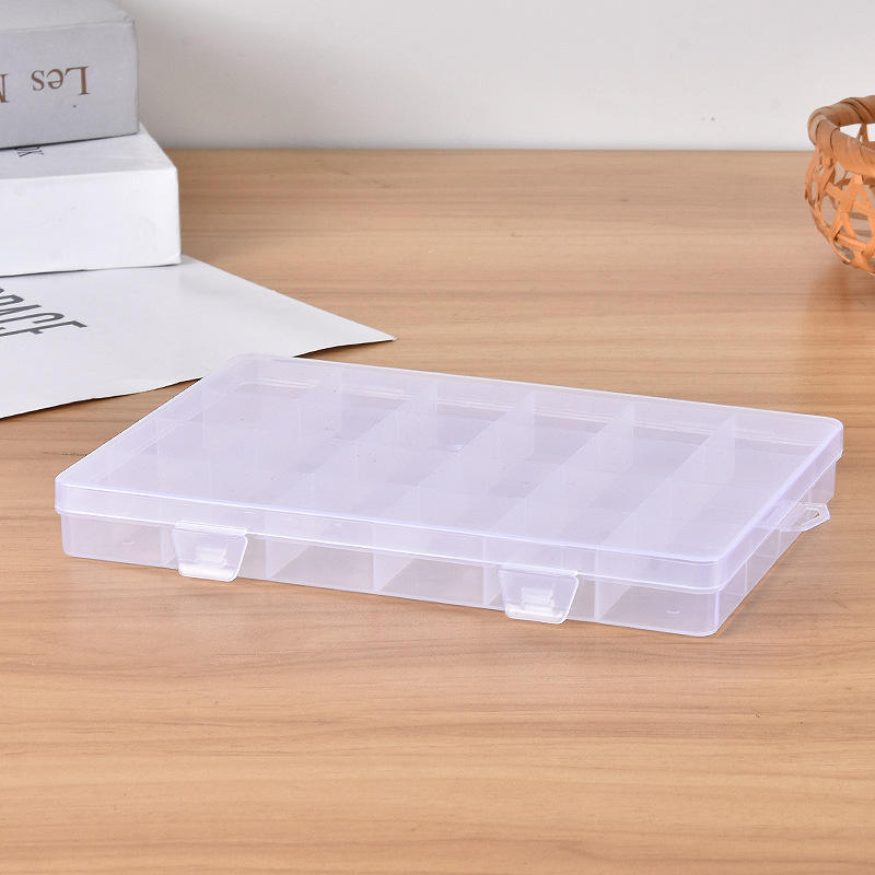 全新料固定小24格透明收纳盒电子元件收纳盒多功能小饰品收纳盒