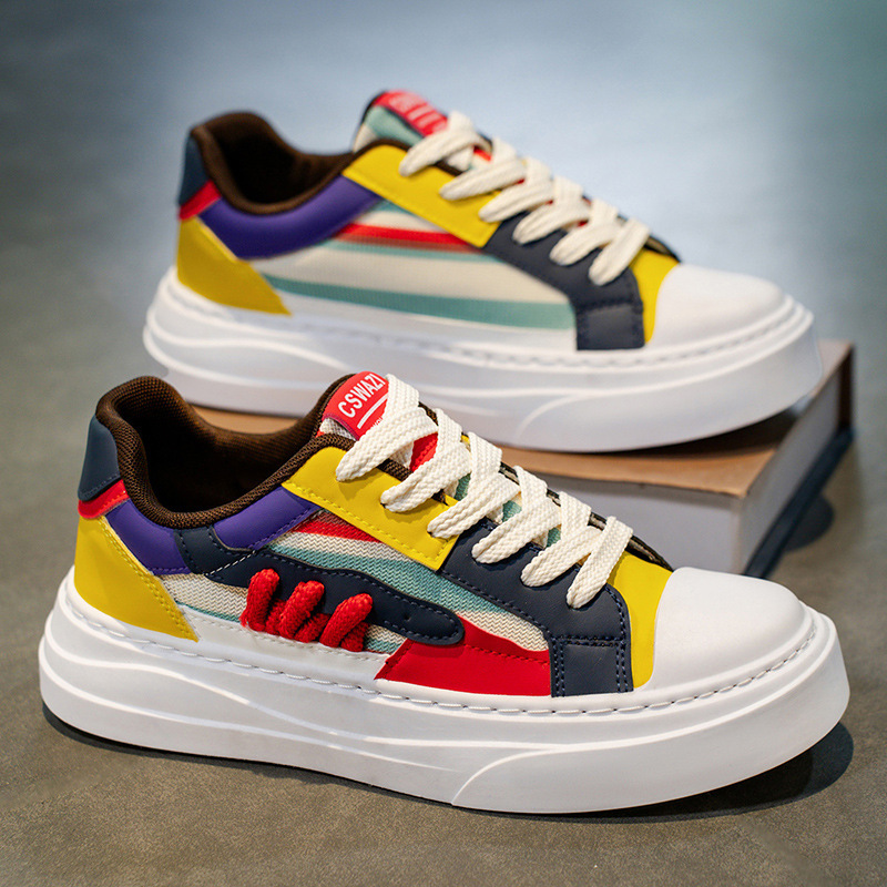 Men's Shoes 2025 Summer New National Trend Niche Thick-Soled Ins Sneakers Hong Kong Style Harajuku Designer Casual Shoes for Men