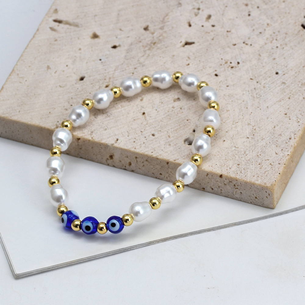 Artificial Pearl, Copper Material Eye Pattern Simple Style Eye Artificial Pearl Copper Wholesale Bracelets