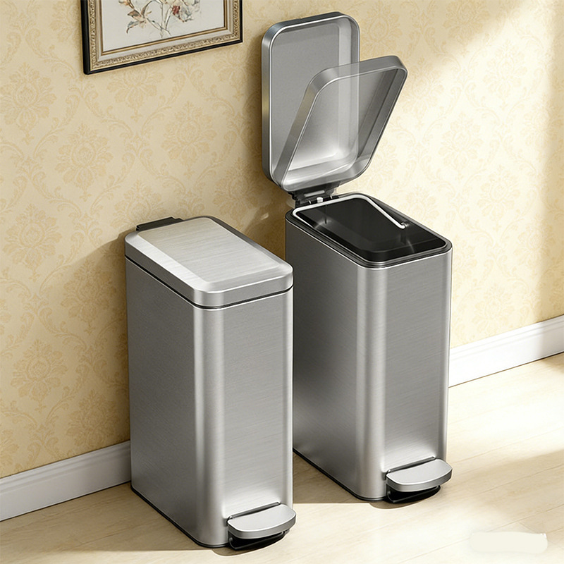 Direct from the Manufacturer: Household Trash Can for Bathroom, Foot-Operated, Narrow Gap, with Lid, Stainless Steel, Sealed