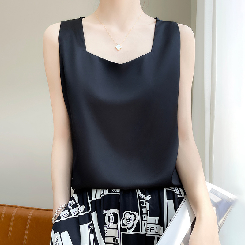 Cross-Border 2025 Summer Ice Silk Camisole Women's Inner Layering Women's Sexy Sleeveless Tops Outer Wear Summer Clothing