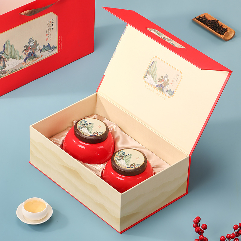 高档陶瓷罐茶叶盒半斤一斤装红茶金骏眉龙井茶通用礼品盒包装盒子