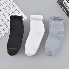 Men's Autumn/Winter Mid-Calf Black and White Grey Polyester Cotton Breathable Socks, Plain Color, Street Vendor Sweat Absorbent Foot Bath Socks, Wholesale