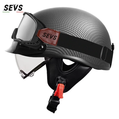 Motosiklet kaskı (dəbilqə) — helmet, Japanese-style scoop helmet - carbon-transparentlarge-frame-goggles-m