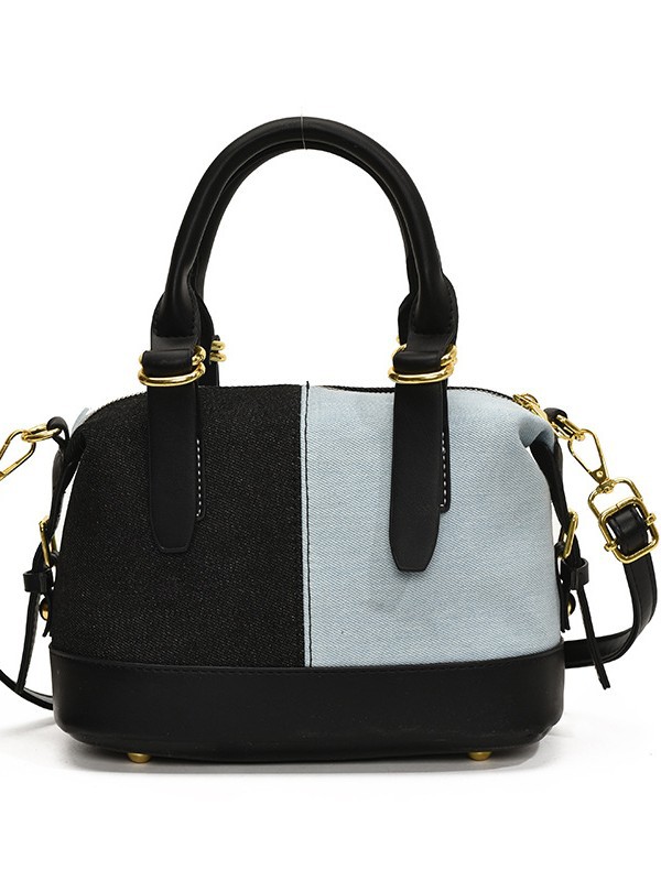 Alto nuevo bolso de almohada portátil para mujeres 2024 nuevo cross-border jeans color de empalme de hombro mochila