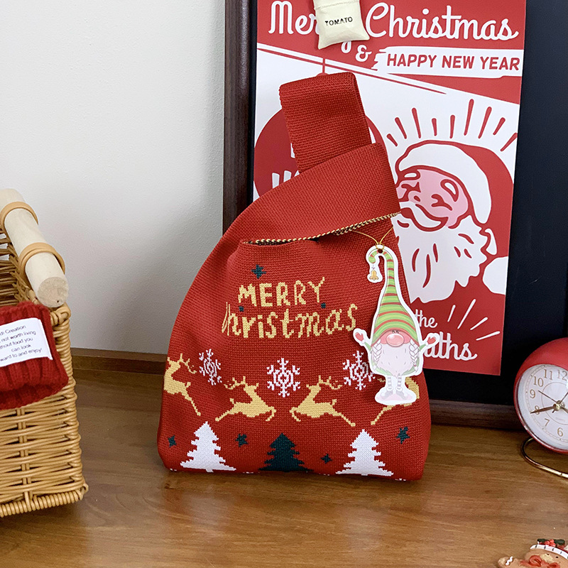 Bolsas de tejido de Navidad al por mayor bolsas de regalo de Nochebuena bolsas de dulces bolsas de regalo de empresa bolsas de mano creativas