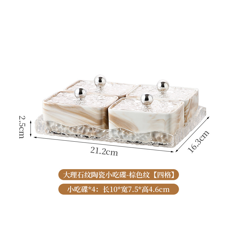 Placa de bocadillos de cerámica sala de estar bandeja de almacenamiento bandeja de frutas bandeja divisoria de dulces bandeja de bocadillos caja de almacenamiento de nueces