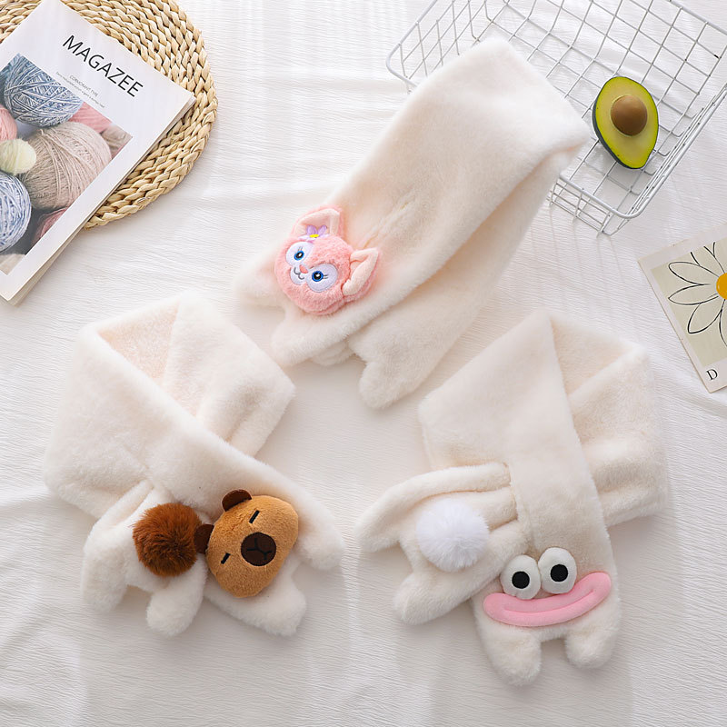 Winter New Plush Scarf Imitation Rabbit Fur Girl Scarf Thickeneded Warm Cute Versatile Student Couple Scarf