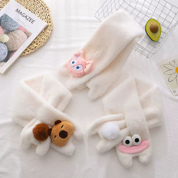 Winter New Plush Scarf Imitation Rabbit Fur Girl Scarf Thickeneded Warm Cute Versatile Student Couple Scarf