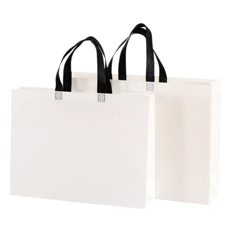 Bolso no tejido recubierto blanco en stock bolsa de ropa de educación escolar y entrenamiento bolsa no tejida en stock logotipo impreso