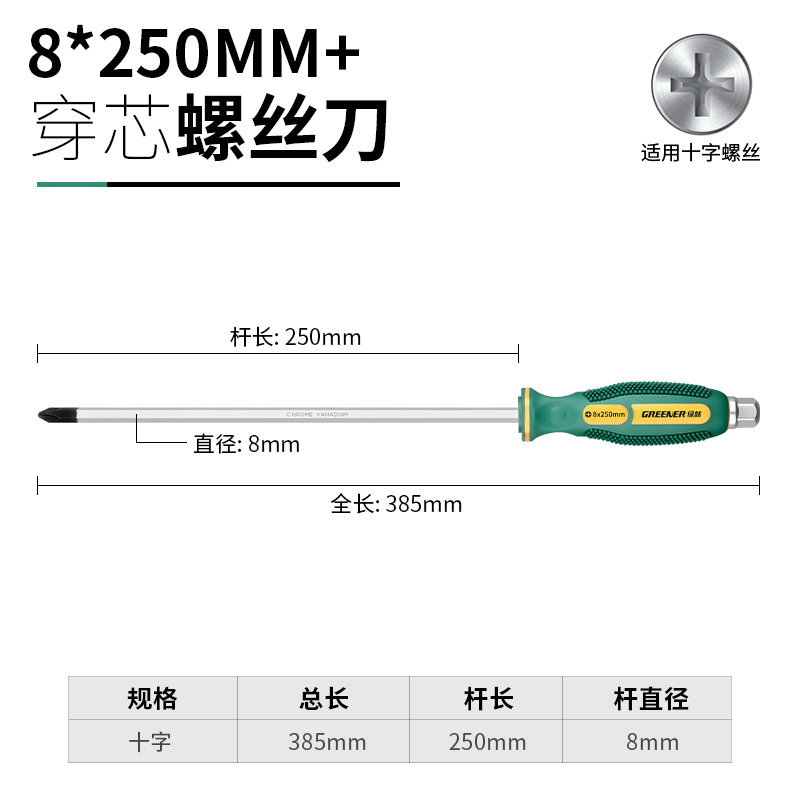 Juego de herramientas de destornillador de corazón cruzado de bosque verde, destornillador, golpe de grado industrial, destornillador de flor de ciruelo de una palabra de boca plana alargada
