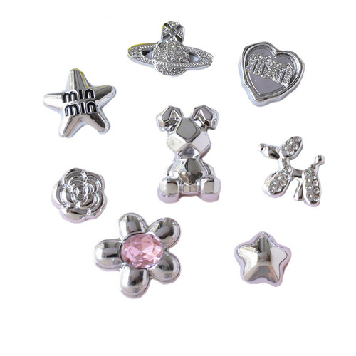 Hollywood Glam Metal Plated Rabbit Flower Heart Accessory Phone Case Hole Shoes Material Wholesale pj1114