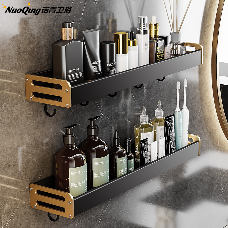 Punch-free Space Aluminum Black Gold Bathroom Toilet Storage Rack Wall-mounted Toilet Toiletries Towel Storage Rack