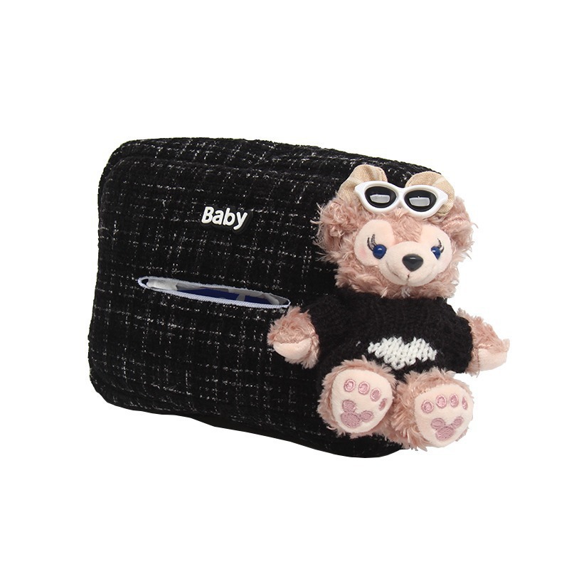 Caja de pañuelos para coche, caja de reposabrazos para coche, caja de cartón, colgante, coche, lindo adorno de oso Duffy de dibujos animados