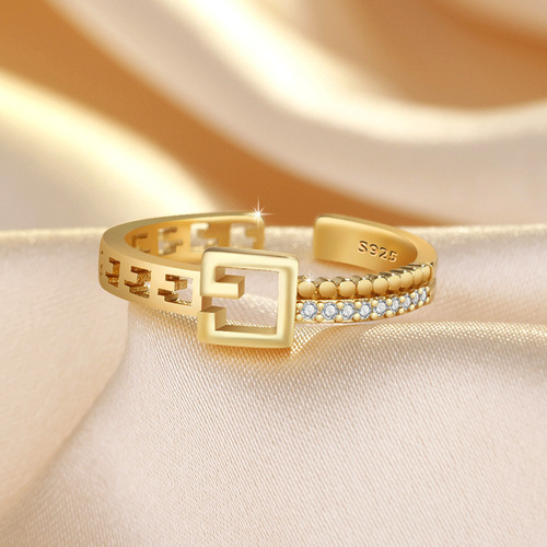 Light luxury G letter open ring female niche design ins trend cold style fashion personalized index finger ring gold-plated ring