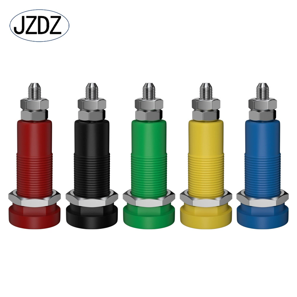 Гнездо для панели 3 мм с медно-никелированным разъемом типа банан, общая длина 28 мм, клемма 9*7,5