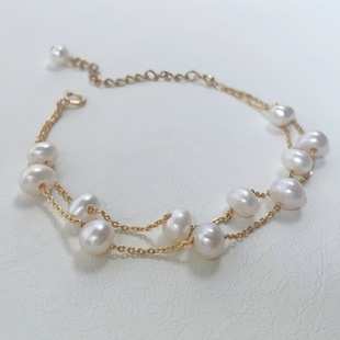 Gypsophila Double-Layer Pearl Bracelet for Women Summer White Freshwater Pearl Bracelet Hot-Selling Hand Jewelry High-End Wholesale