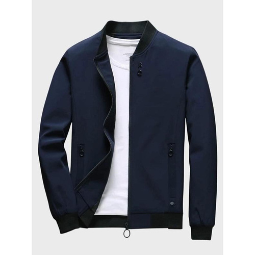 ①U3402026 New Men's Plain Long-Sleeve Zipper Front Collar Warm Jacket