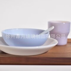 ミルクガラスボウル目玉焼きガラススープボウル瑠璃食器鉛フリーガラスボウル印刷パターンギフトボウル