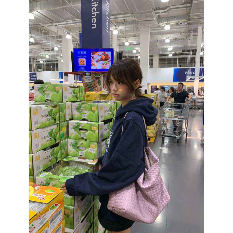 美式复古连帽卫衣女早秋字母印花藏青色薄款帽衫外套宽松情侣上衣|undefined