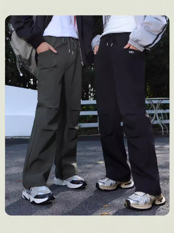2024新型女性秋冬加毛作業ズボン男女同服ファッション百合足直筒パラシュート作業ズボン|undefined