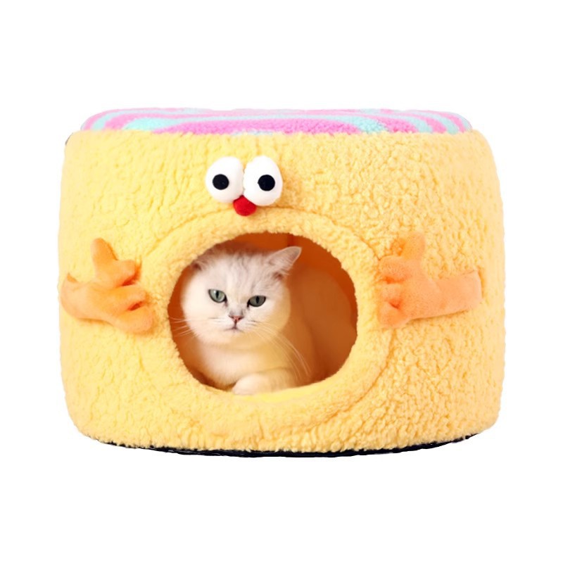 Lit pour chat chaud en hiver, lit pour chien fermé toutes saisons offrant un sentiment de sécurité, accessoires pour animaux de compagnie_voghion.com