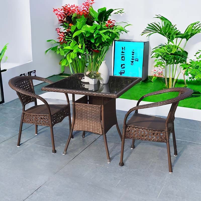 [2 chairs with cushions] + 70cm square table