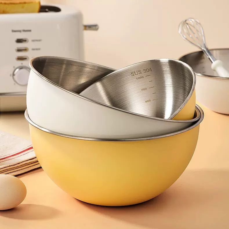 304韩式不锈钢沙拉盆 洗菜和面打蛋盆家用厨房凉拌料理盆直边盆碗