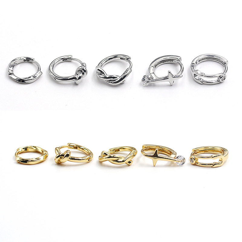 Minimalistic design small earrings with pigtail, high-quality style
