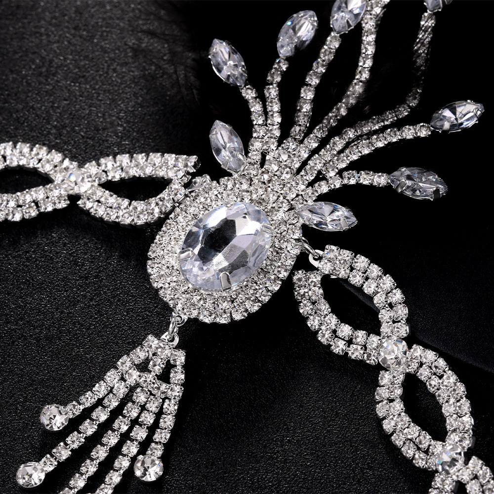 Gatsby venta de plumas caliente retro diamante bordilla tocado maquillaje de baile joyas para el cabello banda de cabeza mujer