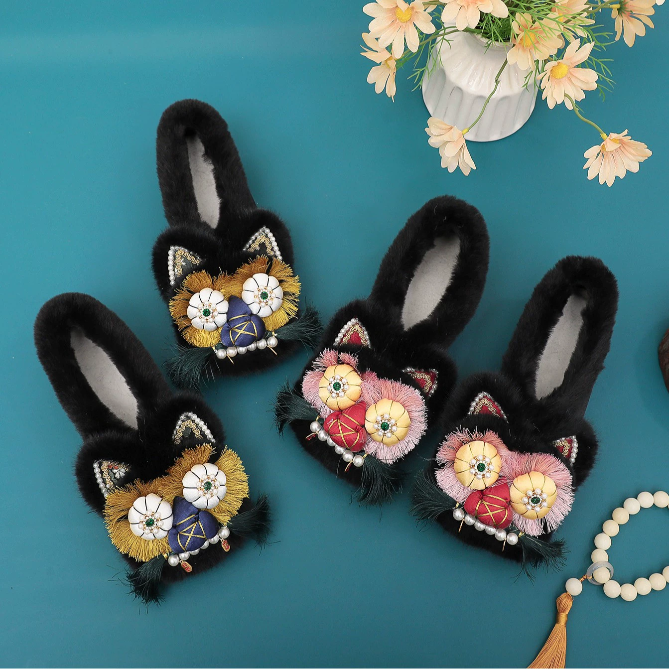 Ткань обувь для взрослых тигра обувь 2024 новый национальный прилив ретро этнический стиль плоская женская хлопчатобумажная обувь 317-56