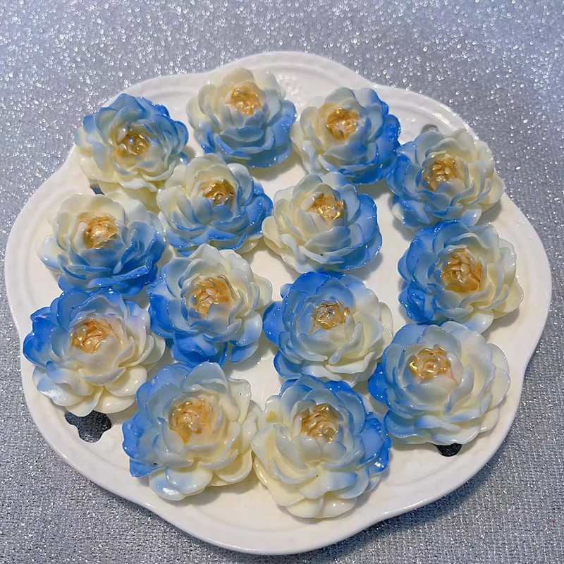 【粉色系扎染大茉莉】37mm手工DIY饰品手机壳镜子发饰树脂|undefined