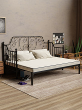 新款可调节铁艺沙发床坐卧两用床铁床1.8米双人床伸缩推拉垒德株