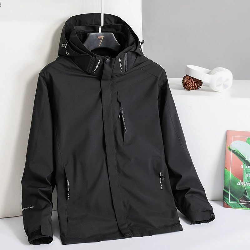 Removable velvet set, demi-season climbing jacket, three-in-one, increased thickness