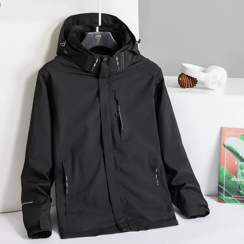 Removable velvet set, demi-season climbing jacket, three-in-one, increased thickness