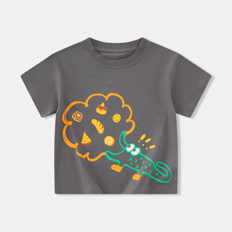 Sea top, fuente de ropa para niños, camiseta de manga corta para niños, verano nuevo estilo, ropa de bebé de cocodrilo para niños pequeños y medianos