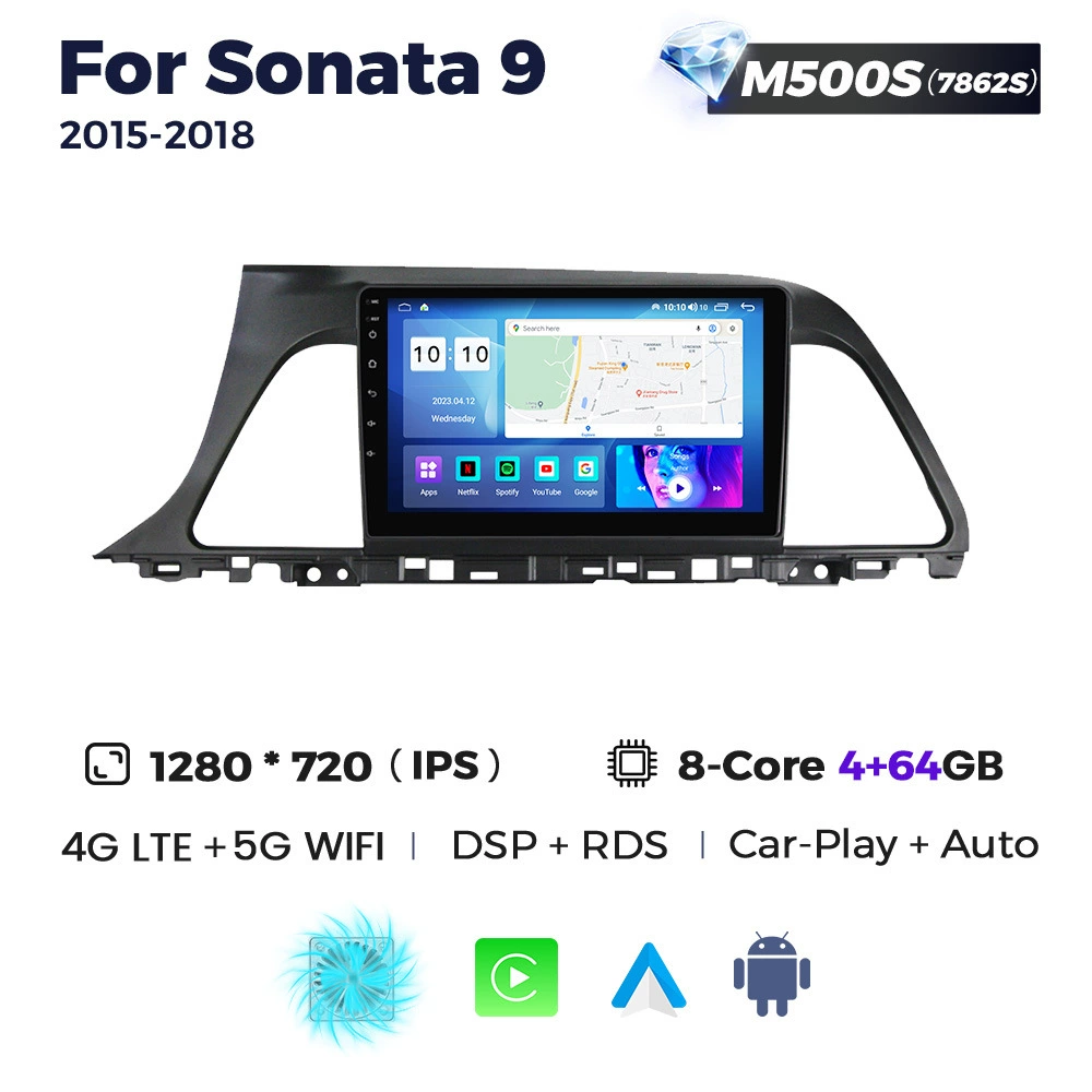 Подходит для Hyundai Sonata 9 15-18 навигация на Android с большим экраном, центральная панель 256Г