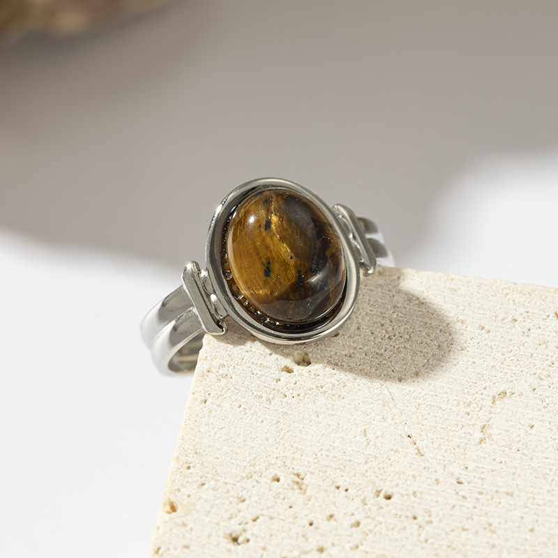 Geometric Pattern PVD Coated Real Gold Plated Geometric Titanium Steel Vintage Style Waterproof Non Tarnish Open Rings