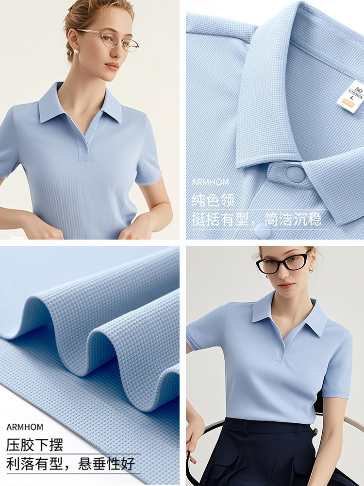 Áo polo nữ tay ngắn cổ bẻ phong cách hiện đại — Màu đen (Phong cách FILA dành cho nữ)