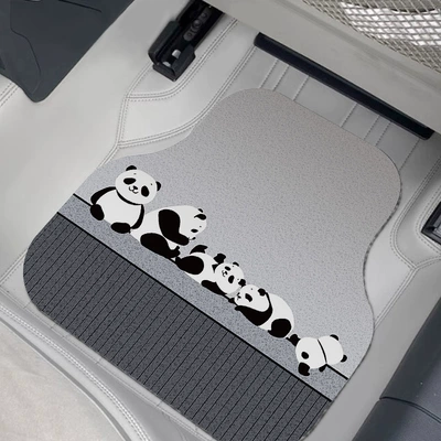 Universal Foot Pad Floor Mats, Cartoon Four-Piece Set, Universal - xianting-panda-front-row-5060cm-silk-circle-single-piece