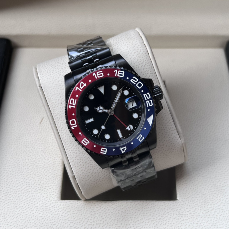 外国貿易スポット 40 ミリメートル自動機械式時計 GMT 日付ベゼルガラスステンレス鋼発光ポインター時計卸売|undefined