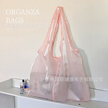 优惠批发现货包包韩国小众欧根纱手提袋DIY加密无光纱手提袋透明