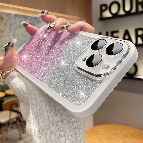 Suitable for Apple 15 transparent glitter mobile phone case, ultra-thin iPhone 14 promax protective case, soft 13 all-inclusive lens