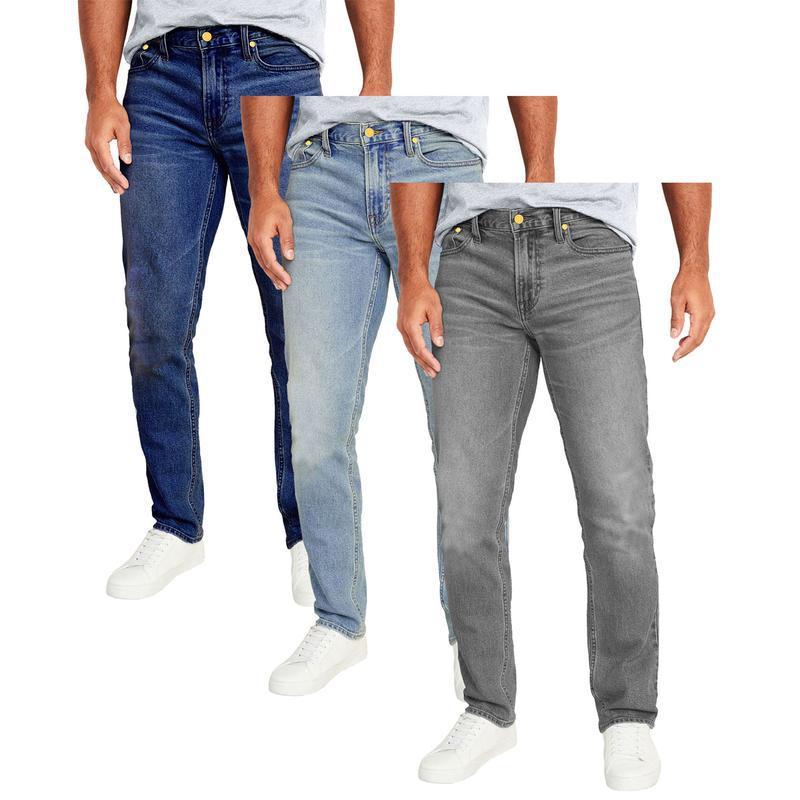 跨境Men's 3 Pack Flex Stretch Slim Straight Jeans with 5|undefined
