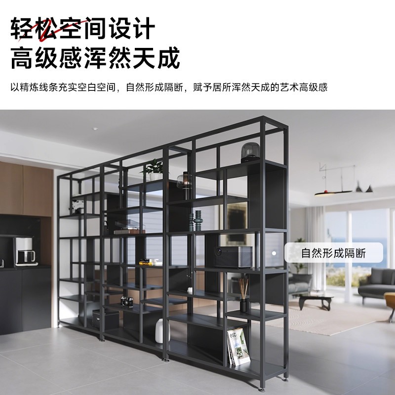 Estante de metal ligero de lujo estante de piso doméstico estante de escritorio estante de decoración de partición estante de exhibición creativa multicapa