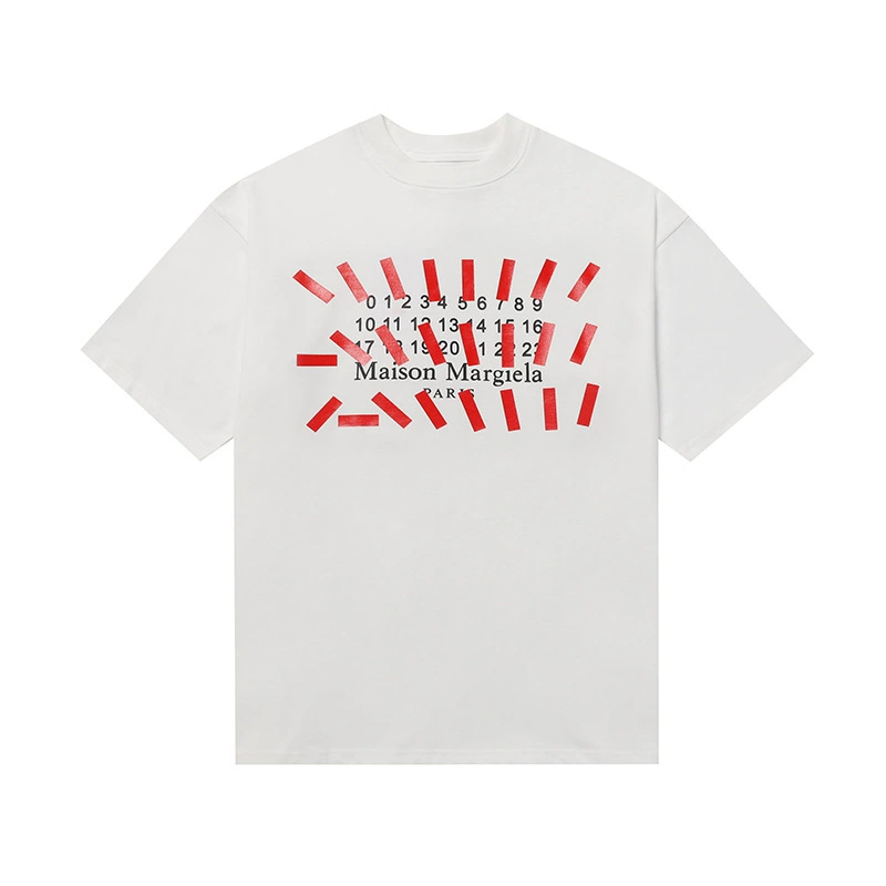 Maison Margiela 24SS коллекция MM6 цифровой узор круглый вырез мужской и женский модный бренд укороченный рукав футболка серия